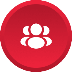 Red icon with three white user silhouettes.